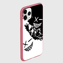 Чехол iPhone 11 Pro матовый Smile - black and white, цвет: 3D-малиновый — фото 2