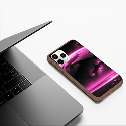 Чехол iPhone 11 Pro матовый Сай фай пейзаж в черно розовых тонах, цвет: 3D-коричневый — фото 2