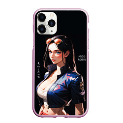 Чехол iPhone 11 Pro матовый Нико Робин с очками - One Piece, цвет: 3D-розовый