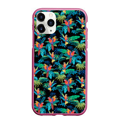 Чехол iPhone 11 Pro матовый Попугаи Макса Пэйна, цвет: 3D-малиновый
