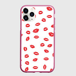 Чехол iPhone 11 Pro матовый Kiss, цвет: 3D-малиновый