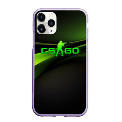 Чехол iPhone 11 Pro матовый CS GO black green logo, цвет: 3D-светло-сиреневый