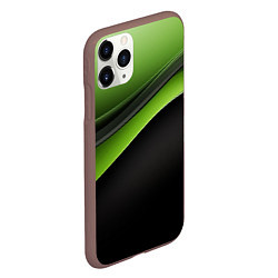 Чехол iPhone 11 Pro матовый Black green abstract, цвет: 3D-коричневый — фото 2