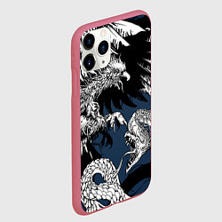 Чехол iPhone 11 Pro матовый Орёл против змеи, цвет: 3D-малиновый — фото 2
