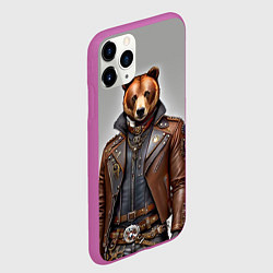 Чехол iPhone 11 Pro матовый Cool bear - steampunk - neural network, цвет: 3D-фиолетовый — фото 2