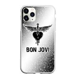 Чехол iPhone 11 Pro матовый Bon Jovi glitch на светлом фоне, цвет: 3D-белый