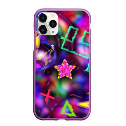 Чехол iPhone 11 Pro матовый Праздничный street-art со звёздочкой, цвет: 3D-фиолетовый
