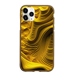 Чехол iPhone 11 Pro матовый Объемная желтая текстура, цвет: 3D-коричневый