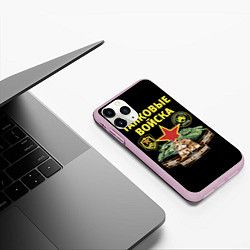 Чехол iPhone 11 Pro матовый Броня крепка, танки наши быстры, цвет: 3D-розовый — фото 2