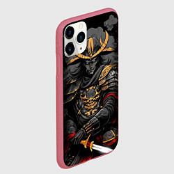 Чехол iPhone 11 Pro матовый Тёмный самурай, цвет: 3D-малиновый — фото 2