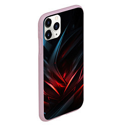 Чехол iPhone 11 Pro матовый Black red abstract, цвет: 3D-розовый — фото 2