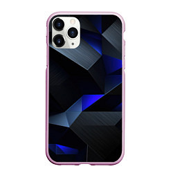 Чехол iPhone 11 Pro матовый Black blue abstract, цвет: 3D-розовый