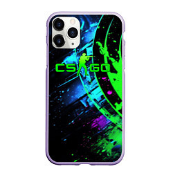 Чехол iPhone 11 Pro матовый CS GO green black style, цвет: 3D-светло-сиреневый