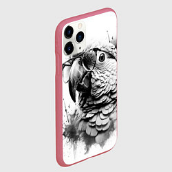 Чехол iPhone 11 Pro матовый Попугай ара в старинных очках, цвет: 3D-малиновый — фото 2