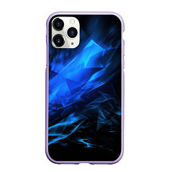 Чехол iPhone 11 Pro матовый Blue black background, цвет: 3D-светло-сиреневый