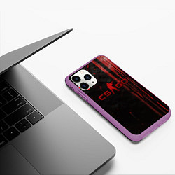 Чехол iPhone 11 Pro матовый CS GO black red brushes, цвет: 3D-фиолетовый — фото 2