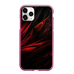 Чехол iPhone 11 Pro матовый Black red background, цвет: 3D-малиновый