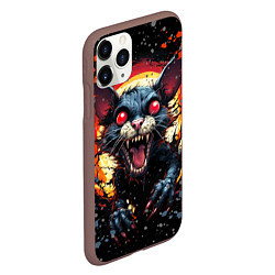 Чехол iPhone 11 Pro матовый Кот зомби - comics art style, цвет: 3D-коричневый — фото 2