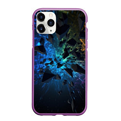 Чехол iPhone 11 Pro матовый Объемные элементы в полете, цвет: 3D-фиолетовый