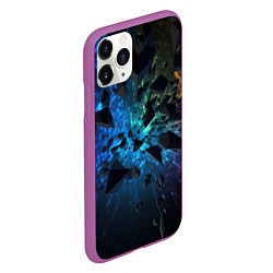 Чехол iPhone 11 Pro матовый Объемные элементы в полете, цвет: 3D-фиолетовый — фото 2