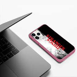 Чехол iPhone 11 Pro матовый Stranger things BW, цвет: 3D-малиновый — фото 2