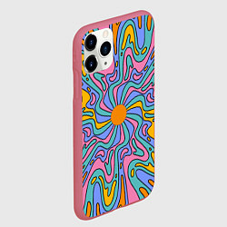 Чехол iPhone 11 Pro матовый Абстрактный психоделический рисунок, цвет: 3D-малиновый — фото 2