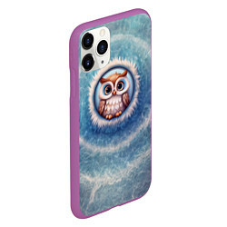 Чехол iPhone 11 Pro матовый Забавная мудрая сова, цвет: 3D-фиолетовый — фото 2