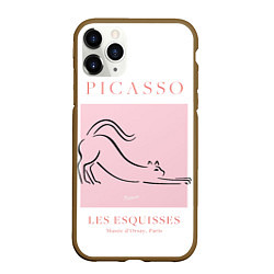 Чехол iPhone 11 Pro матовый Кот - Пабло Пикассо, цвет: 3D-коричневый