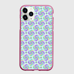 Чехол iPhone 11 Pro матовый Цветные круги, цвет: 3D-малиновый
