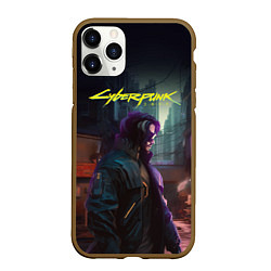 Чехол iPhone 11 Pro матовый Cyberpunk 2077 - Keanu Reeves, цвет: 3D-коричневый