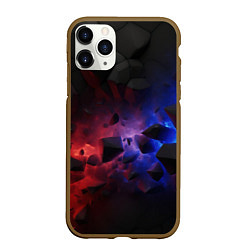 Чехол iPhone 11 Pro матовый Синие и красные абстрактные элементы, цвет: 3D-коричневый