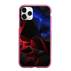 Чехол iPhone 11 Pro матовый Синие и красные плиты, цвет: 3D-малиновый