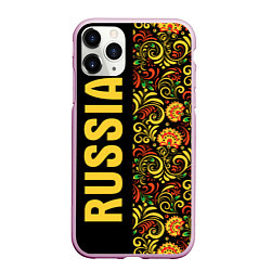 Чехол iPhone 11 Pro матовый Russia хохлома, цвет: 3D-розовый