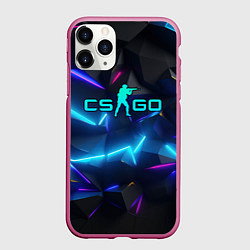 Чехол iPhone 11 Pro матовый CS GO neon style, цвет: 3D-малиновый