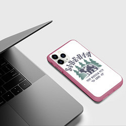 Чехол iPhone 11 Pro матовый Сибирь - из России с любовью, цвет: 3D-малиновый — фото 2