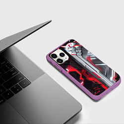 Чехол iPhone 11 Pro матовый Две киберпанк панели, цвет: 3D-фиолетовый — фото 2