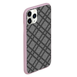 Чехол iPhone 11 Pro матовый Бело - серый орнамент геометрический, цвет: 3D-розовый — фото 2