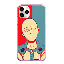 Чехол iPhone 11 Pro матовый Saitama hero face, цвет: 3D-розовый