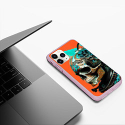 Чехол iPhone 11 Pro матовый Art skull - irezumi - Japan, цвет: 3D-розовый — фото 2