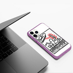 Чехол iPhone 11 Pro матовый Кейт Харинг - 83, цвет: 3D-фиолетовый — фото 2