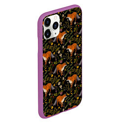 Чехол iPhone 11 Pro матовый Лисы и цветы, цвет: 3D-фиолетовый — фото 2