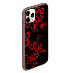 Чехол iPhone 11 Pro матовый Ducati - red flowers, цвет: 3D-коричневый — фото 2