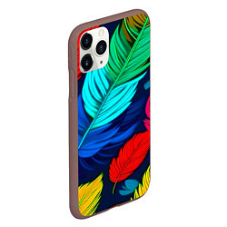 Чехол iPhone 11 Pro матовый Яркие перья, цвет: 3D-коричневый — фото 2