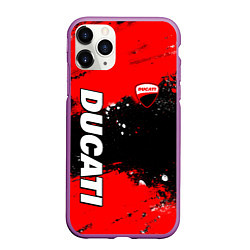 Чехол iPhone 11 Pro матовый Ducati - красная униформа с красками, цвет: 3D-фиолетовый