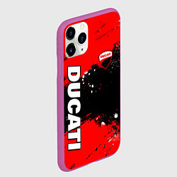 Чехол iPhone 11 Pro матовый Ducati - красная униформа с красками, цвет: 3D-фиолетовый — фото 2