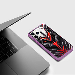 Чехол iPhone 11 Pro матовый Кибер демон красный, цвет: 3D-фиолетовый — фото 2