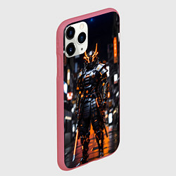 Чехол iPhone 11 Pro матовый Кибер робот самурай от нейросети, цвет: 3D-малиновый — фото 2