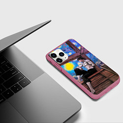 Чехол iPhone 11 Pro матовый Берсерк и небо Ван Гога, цвет: 3D-малиновый — фото 2