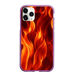 Чехол iPhone 11 Pro матовый Костёр на чёрном фоне, цвет: 3D-фиолетовый