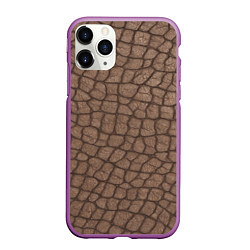 Чехол iPhone 11 Pro матовый Кожа крокодила крупная, цвет: 3D-фиолетовый